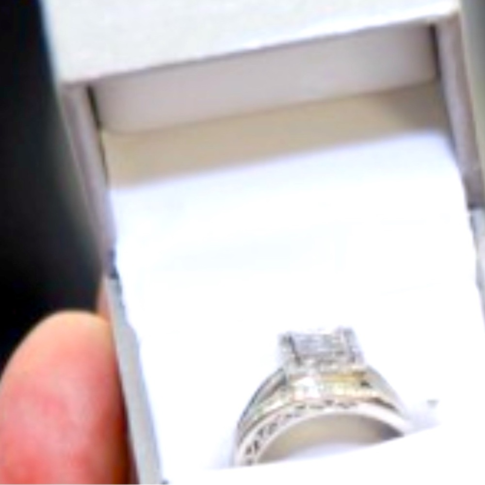 10 carat white gold 1.25 diamond wedding ring set size 9.